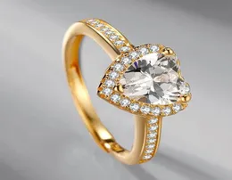 2021 Ny S925 Silver Goldplated Hearthaped Diamond Ring Light Luxury Fashion Personlighet Äktenskap Förslag Kvinnliga smycken9853641