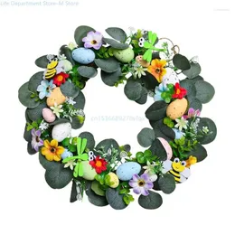 Декоративные цветы 16 дюймов эвкалипт венок для входной двери Пасхальные яйца искусственные цветочные венки Фоновое окно Уот