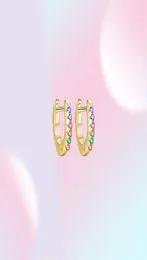 100 925 Sterling Silver Colorful Zircon Tiny Small Hoop Earrings For Girl Women Turquoise Erring Fine Statement Smycken 21070777273030