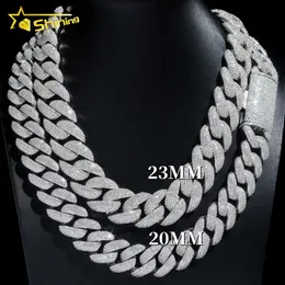 Vendita a caldo 925 argento solido 20 mm 23 mm a catena cubana pesante hip hop hip hop out gioielli VVS1 Moissanite Cuban Link Chain