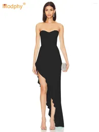 Casual Dresses Modphy Bandage Dress Black Women's Off The Shoulder Asymmetry Evening Party Elegant Sexy Strapless Birthday Club Outfit