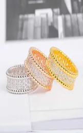 S925 Silver Top Quality Charm Bunk Band Ring مع الماس في ثلاثة ألوان مطلية للنساء هدية مجوهرات الزفاف لها ختم Box PS78625265
