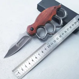Camping Mini Wooden Handle High Hardness Folding Tiger Four Finger Fist Set Portable Fruit Knife 711878
