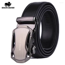 Belts BISON DENIM Men Belt Genuine Leather Luxury Strap Male For Business Automatic High Quality Buckle Gift N71303