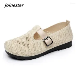 Scarpe casual estate traspirate con tacco piatto da donna rotonde a maglie di punta di punta mocasins comot loafer moca morbida leggera mamma