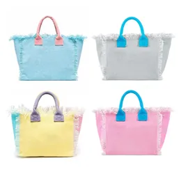 Christmas Present Simple Fashion Design Womens Tassels Handbag Large Capacity Canvas Bag Beach Luxury Brand Tote 240417