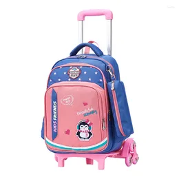 Okul çantaları 3pcs/set çocuklar merdiven tırmanıyor bagaj çantası tekerlekler üzerinde öğrenciler sırt çantası kız çocuk bavul 6-10 yaşındadır çocuklar seyahat sırt çantası