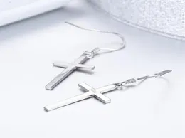 Mode solide 925 Sterling Silber Cross Tropfen Dangle Hook Ohrringe für Frauen Mädchen Schmuck Geschenk Pendientes Aos Oorbellen Orecchin8628613
