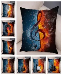 CushionDecorative Pillow Vintage Music Note Pillow Case Decitar Guitar Microphone Violin Printed Case for Home Sofa Soft Plush Cushi6130492