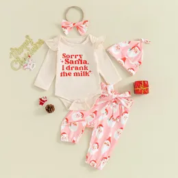 Set di abbigliamento citgeeautumn natalizio neonati bambine outfit lettere stampa a maniche lunghe gust di piste da tanbanda set