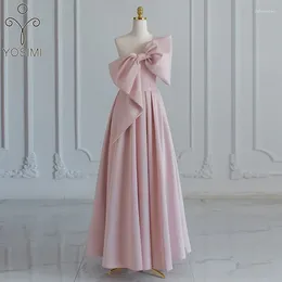 Повседневные платья йосими-розовое длинное платье для женщин с плеча A-line Now Neck Элегантная вечеринка по случаю дня рождения принцессы.