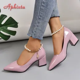 Aphixta 5 cm 7 cm tacchi roti da donna pompe cristalli Crystals caviglia per la caviglia per la caviglia per la caviglia in pelle di moda per il tempo libero in pelle più 30-50 240429