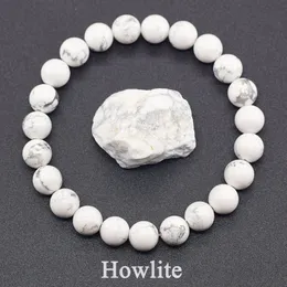 Natural White Howlite Real Stone Perlen Armbänder für Frauen Männer Energie Yoga Meditation Stretch Armband Schmuck Pulsera Großhandel 240423