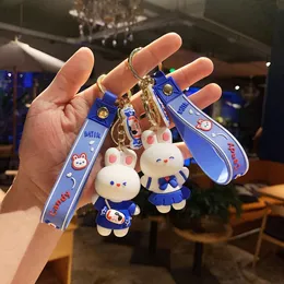 Grande White Rabbit Creative Keychain Cartoon Cute Keyring Key Pingente Doll Book Bag Kichain