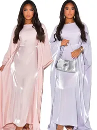 رمضان عيد الساتان Batwing Batwing Butwing Abaya Dubai الفاخرة Maxi Kaftan Dress Abayas للنساء Ka Robe Femme Vestidos 240423