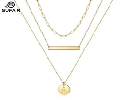 Correntes sufair em camadas de disco em camadas colar de charme inicial para mulheres 14K Gold Clip Chain Barclear Carteira Jóias pendentes2540019