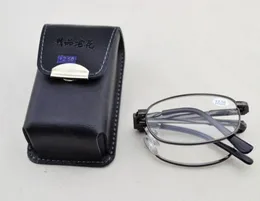 12pcslot High quality Metal foldable reading glasses with leather Case 2116186