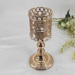 Mum tutucular altın kristal tutucu düğün dekorasyon masa centerpieces Candelabra doğum günü partisi çiçek vazo ev dekor