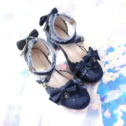 فستان حذاء Harujuku Tea Party Sandals Sweet Lolita Vintage Round Head Women Cute Lace Bowknot Kawaii loli cosplay