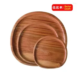 Placas Acacia madeira oval de madeira prato de jantar xícara de chá de café frutas de restaurante sólido bandeja