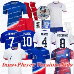 USAS Soccer Jersey 2024 2025 Copa America USWNT KIDS KIT USMNT 24/25 Home Away Shirt Football National Set Unifort Player Versione Pulisic Balogun McKennie Morgan