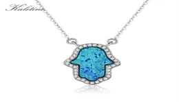 Kaletine Opal Hamsa Hand of Fatima Charm أصلي 925 Sterling Silver Presant Netclace Netklace Jewelry Long Chain Necklace Kltn022 Cx2006095169559