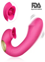 StumI Spitatore GSPOT ricaricabile a 10Mode vibratore potente clitoride masturbatore con funzione leccata rosy S197068519849
