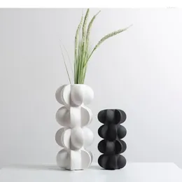 Vasos Criatividade geométrica em preto e branco resina de resina de flores em espiral Artesanato Decoração de casa