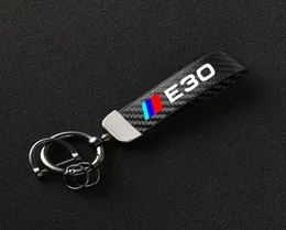 Keychains For E30 E34 E36 E39 E46 E60 E87 E90 Car Highend Carbon Fiber Leather KeyChain 360 Degree Rotating Horseshoe Key Rings8319909
