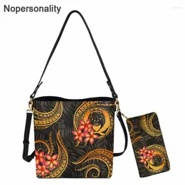 Bag nopersonalitet lyxiga kvinnor messenger och handväska 2 st/set hawaii polynesiska plumeria blomma tryck kvinnlig casual handväska säck