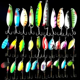 30 ПК/лоты рыбацкая приманка Set Metal Spoon Spinner Kit Spinnerbait Искусственная приманка бас -щука пресноводная шестерня для пресной воды 240428