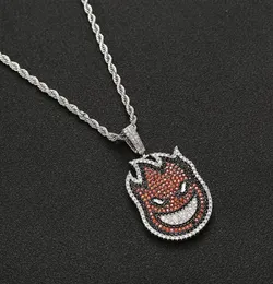 Iced Out Spitfire Pendant Necklace Gold مع سلسلة حبل Red Zircon Men Hip Hop Rock Jewelry244R338U3045788