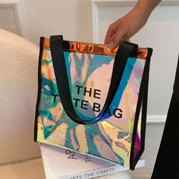 Bolsa de laser de PVC Moda de sacola de plástico transparente Moda de grande capacidade Saco de compras à prova d'água Bolsa de ombro para mulheres para mulheres