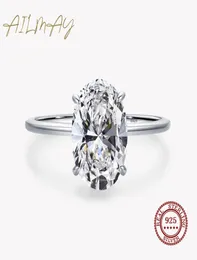 安いアクセサリージュエリーリングailmay 3ct結婚指輪925スターリングシルバーオーバルクリアジルコニアエンゲージメントリング