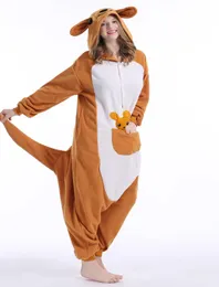 Unisex Animal Adult Kangaroo Kigurumi Pajamas Flannel Cartoon Family Party Halloween Onesies Cosplay Costumes Sleepwear6658084