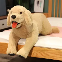 시뮬레이션 래브라도 개 플러시 장난감 장난감 현실적인 동물 강아지 인형 채취 된 부드러운 만화 수면 베개 장난이 생일 선물 240426