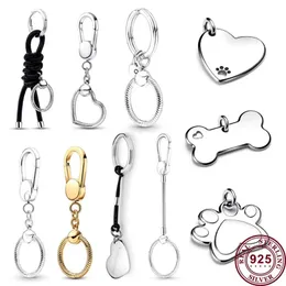 925 Silber Rucksack herzgeformte Schlüsselkette Haustierkragen Pendelland Damen Schmuck Hochzeit Hochwertiges DIY Charm Schmuck 240424