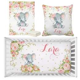 LVYZIHO bambina rosa elefante da letto set di biancheria da letto personalizzata Boho rose elefante set di biancheria da letto baby shower grib fogli 240429