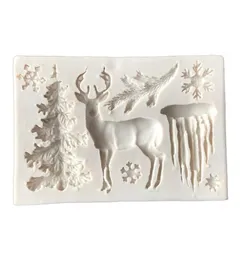 CORATIVA VECTADA DE NATAL CORATADO ELK Snowflake Silicone Mold Chocolate Gasa Ferramentas de açúcar de açúcar Ferramentas de fondant Decoração de bolo2792196