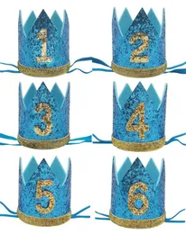 Party Hats 1st 1: a 2: a 3: e glitter kronan pannband Grattis på födelsedagen 1 2 3 år baby shower barn dekoration hat6774083