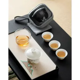 Tee -Sets tragbare Teekanne mit Hülle große Keramik -Teetassen und Infuser traditioneller chinesischer Gongfu -Tee -Set für Office Hotel im Freien