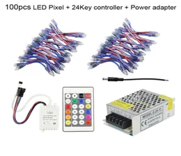 Luzes de Natal 12mm WS2811 LED Pixel Light DC 5V Módulo à prova d'água Lampara Dream Color 24 Keys Remote Controller Fonte de alimentação ADA8793040