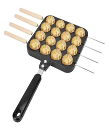 16 hål nonstick takoyaki grill pan mold matlagning grill bakpanna med 4st bakningsnål gjuten aluminium takoyaki bakningsbricka t29986959