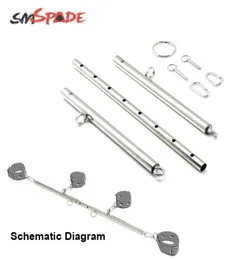 SMSPADE con 4 anelli Bondage regolabile barra di spargitore in argento in acciaio inossidabile espandibile per le coppie prodotti per giocattoli sessuali per adulti Y185630285