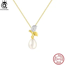 ORSA Jewels feita à mão 925 Colar de pérola de folha de prata esterlina para mulheres barrocas de pingente de pingente de pingente GPN43 240425