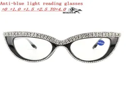 Solglasögon kvinnor lyxiga färgglada strass kattögonläsningsglasögon blått ljus som blockerar läsarens glasögonram nxsungl6758754