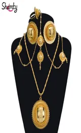 Conjuntos de jóias africanas de cor de ouro pura e etíope da SHAMTY Conjuntos de jóias da Nigéria Sudão Eritreia Quênia Habasha Conjunto de casamento A30029 D18193387100199