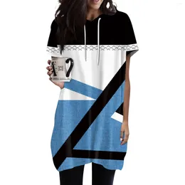 Kadın Hoodies Sweatshirt'teki Sıradan Kısa Kollu Gömlek Moda Baskı Tunik Üstleri Cepler Vintage 2024