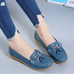 Spring Summer Breathable Casual Loafers For Women Platform Leather Comfort Wedge Moccasins Ladies Vulcanized Sneakers 44 240426