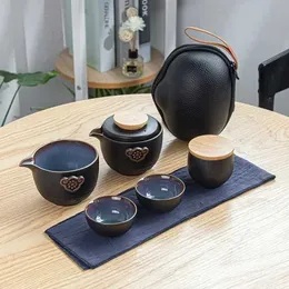 Conjuntos de teaware personalizam chinês de kung fu teaset cerâmica portátil conjunto de chá portátil viagens gaiwan xícaras de chá de chá de chá de chá de chá de chá fino maconha